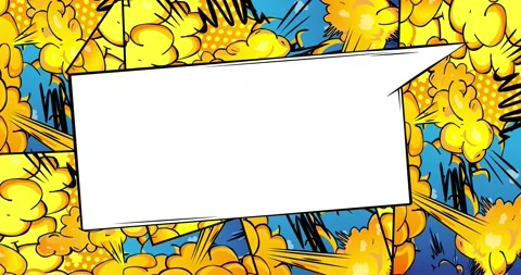 Blue Yellow Elements on red background and white speech bubble Stock Footage 167930270