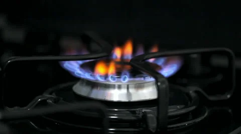 Blue Yellow flame of gas ring Stock Footage 40774862