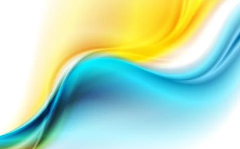 Blue yellow glowing smooth waves abstract background Stock Illustration