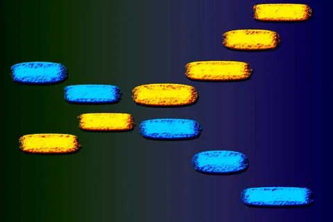 Blue yellow lines squares on dark surface Stock Illustration