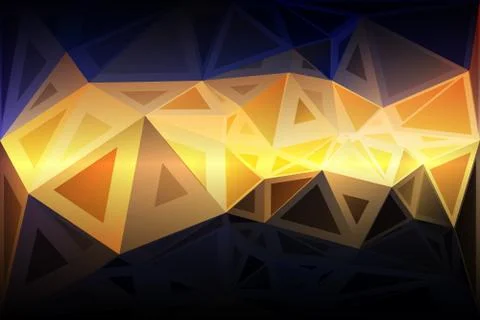 Blue yellow orange black random sizes low poly background Illustrazione stock