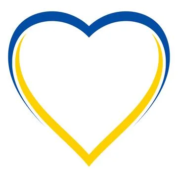 Blue yellow outlined heart symbolizing solidarity support modern Ukraine unit Stock-Illustration