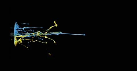 Blue &amp; yellow paint in motion in 4K Stock Footage 59921388