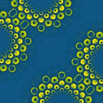 Blue-yellow pattern of circles. 3d rendering digital illustration Stock Illustration