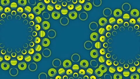 Blue-yellow pattern of moving circles. 3d rendering loop animation 4K Stock Footage 262305114