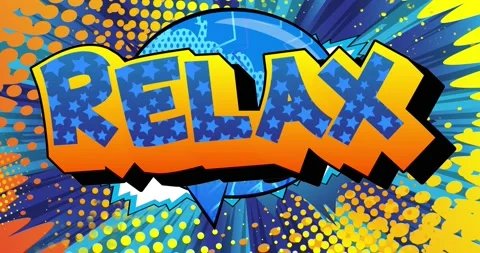 Blue Yellow Relax Comic Book Word Stock Footage 171949827