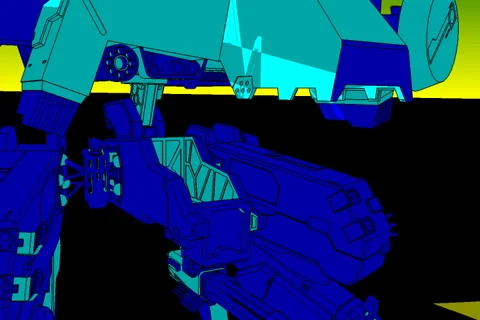 Blue yellow robot Stock Footage 1071955