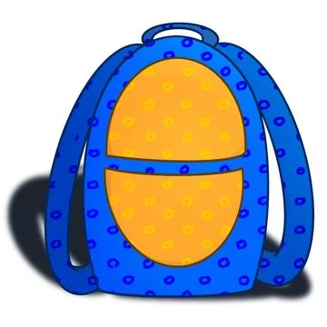 Blue Yellow School Backpack Icon On White Background Stock Illustration