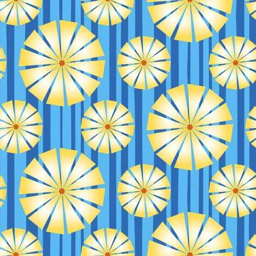 Blue yellow seamless pattern, gradient petal chamomile daisy flower blossom,  Stock Illustration