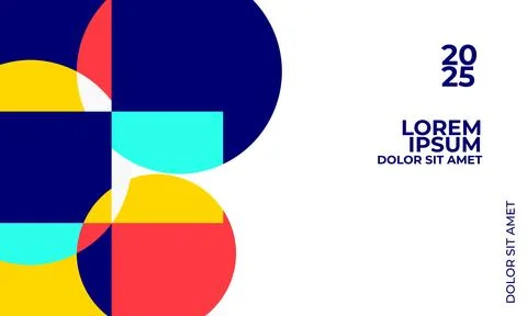 Blue yellow shape poster design Stock Illustration
