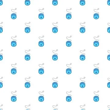 Blue yo yo pattern repeating on white background 스톡 일러스트