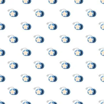 Blue yo yo pattern with stars repeating background Illustrazione stock