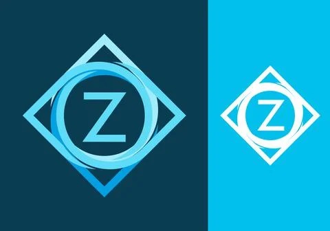 Blue of Z initial letter in square circle frame Stock Illustration
