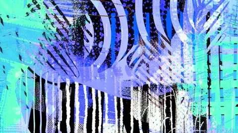 Blue Zebra Stripe Mixed Media Grunge Abstract Background Stock Footage 328319183
