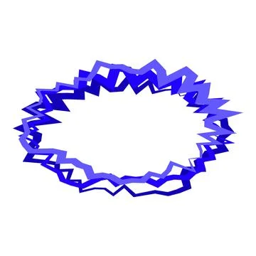 Blue zig zag lines forming a circle on white background Stock Illustration