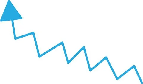 Blue zigzag up arrow symbolizing technology growth and digital business success Stock Illustration