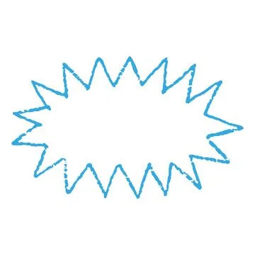 Blue zigzag outline crayon vector sketch shape, scribble figure chalk pencil Stock Illustration