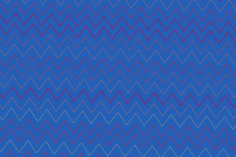 Blue zigzag pattern with purple lines on bright background Stock Illustration