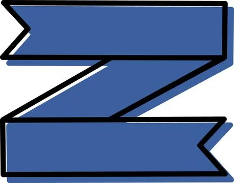 Blue zigzag ribbon banner flat illustration Stock Illustration
