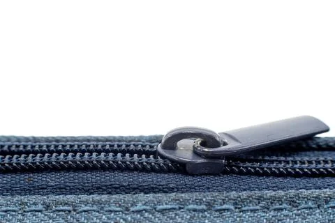 Blue zipper lock with empty space for an inscription or logo. lock on clothes Stock Photos