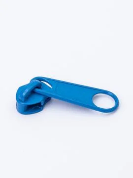 Blue zipper pull angled view Stock Photos