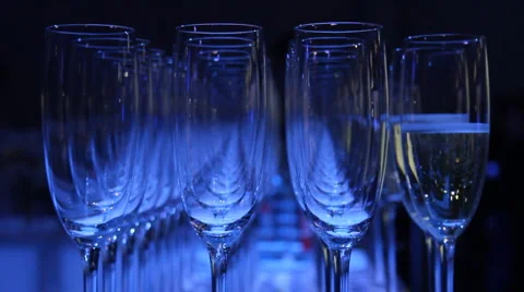 Blue,bar,glasses,bartender,pours Stock Footage 4482156