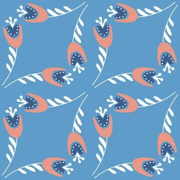 Bluebell flower pattern on blue background seamless pattern for design Stock Illustration