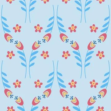Bluebell flower pattern on blue background seamless pattern for design, campa Stock Illustration