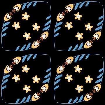 Bluebell flower pattern on dark background seamless pattern for design, campa Stock Illustration
