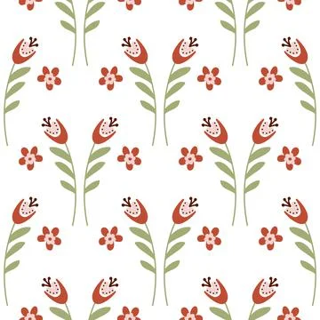 Bluebell flower pattern on white background seamless pattern for design, camp Stock Illustration