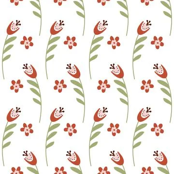 Bluebell flower pattern on white background seamless pattern for design, camp Stock Illustration