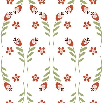 Bluebell flower pattern on white background seamless pattern for design, camp Stock Illustration