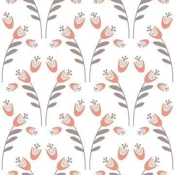 Bluebell flower pattern on white background seamless pattern for design, camp Stock Illustration