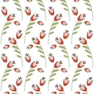 Bluebell flower pattern on white background seamless pattern for design, camp Stock Illustration