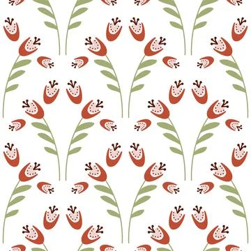 Bluebell flower pattern on white background seamless pattern for design, camp Stock Illustration