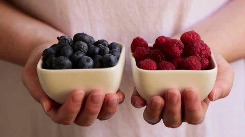 Blueberries and raspberries Stock Footage