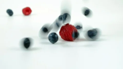 Blueberries and raspberries Stock Footage 122989747