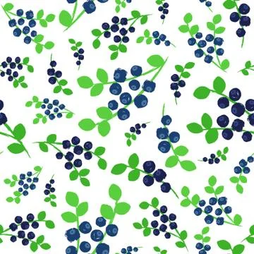 Blueberries Background Painted Pattern Stock Illustration