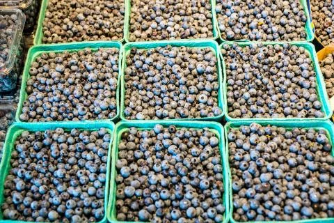 Blueberries in Baskets Stock Photos