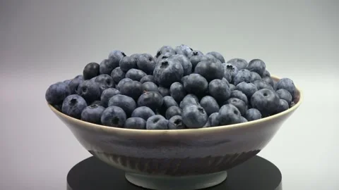 Blueberries In The Bowl Stock Footage 246696161