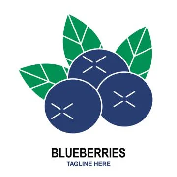 Blueberries flat icon isolated on white background. Summer fruits for healthy Stock Illustration
