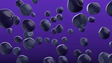 Blueberries flying on purple gradient background with berries. 3d rendering Stock Footage 341550000