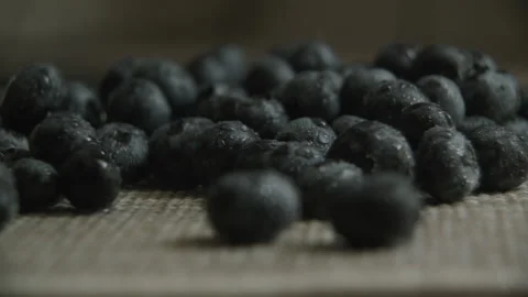 Blueberries get enough sleep on the table, close-up Stock Footage 132668413