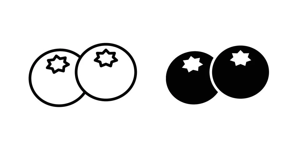 Blueberries icon silhouette vector set. thin line pack Stock Illustration