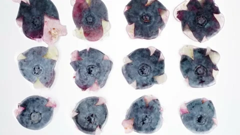 Blueberries pressed on the white background Stock Footage 130869121