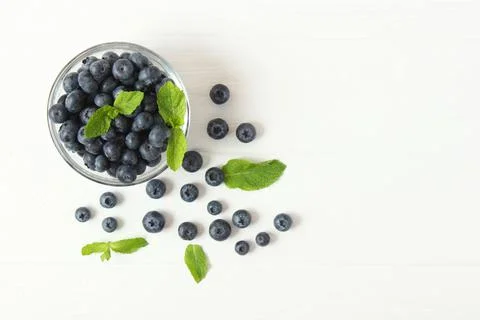 Blueberries on the table top view. Photos