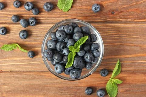 Blueberries on the table top view. 写真素材