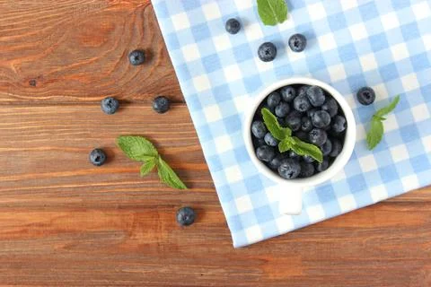 Blueberries on the table top view. Stock Photos