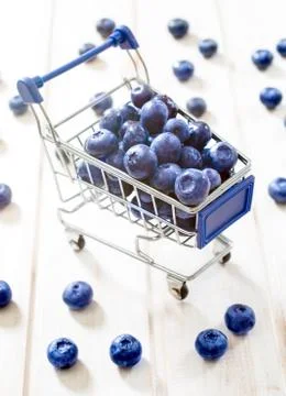 Blueberries in the trolley Stock Photos