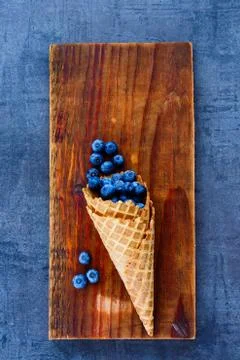 Blueberries in waffle cones Stock Photos